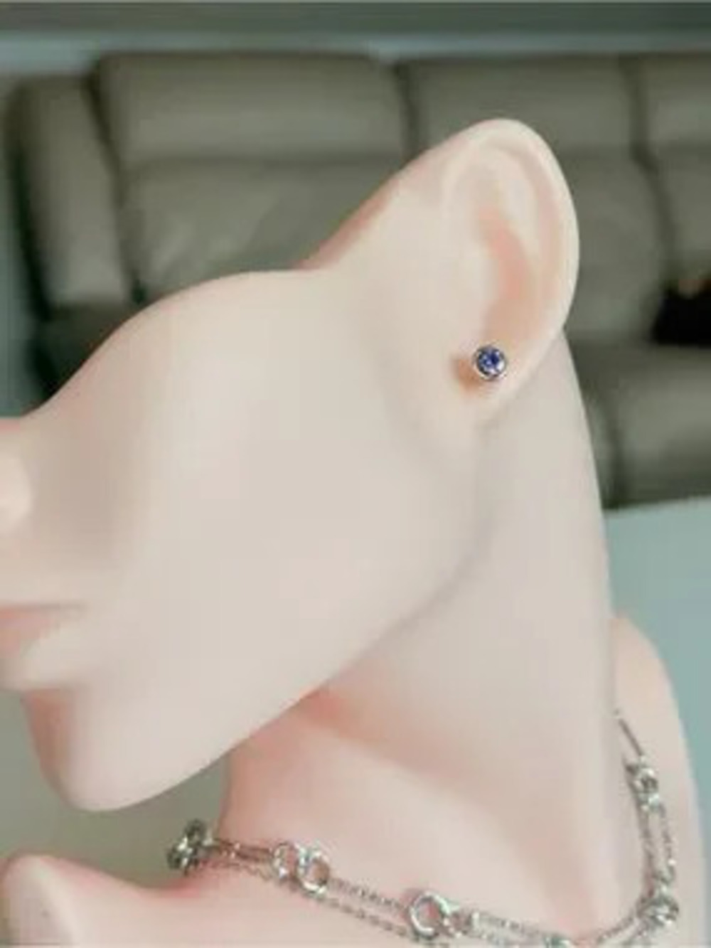 Silver Purple Stud Earrings